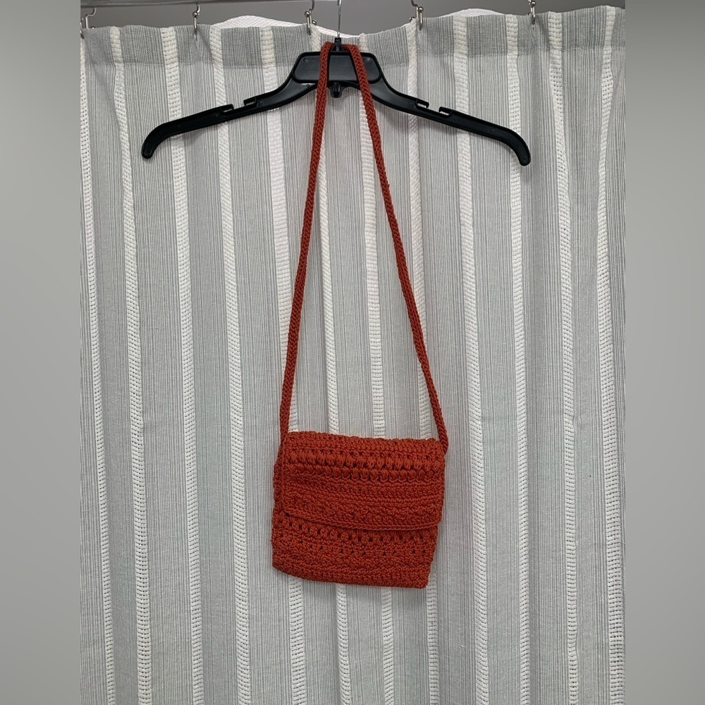 The Sak Crocheted Mini Soft Fully Lined Crossbody Shoulder Bag Orange - Picture 8 of 14